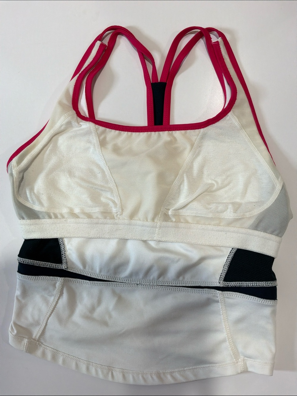 Nike Fitted T-back Tank Top White/Black/Hot Pink Sz M - Picture 10 of 13